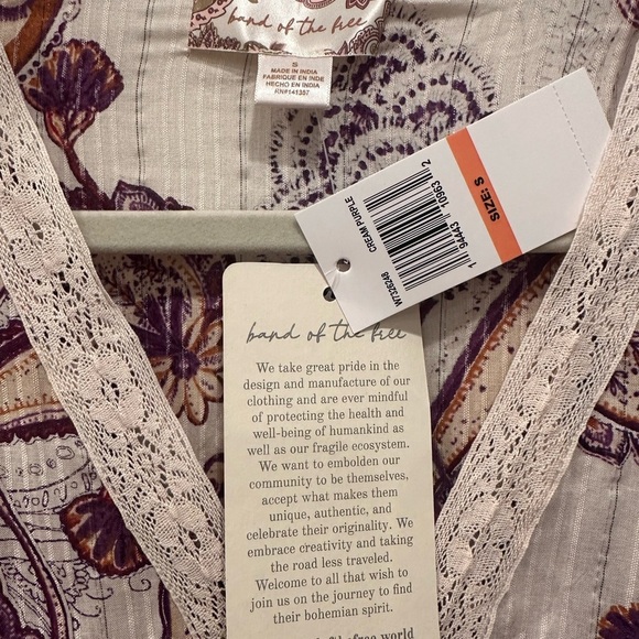 NWT Band of the Free Paisley Crop Fairy Top Lace Romantic Boho Festival Sz S - Picture 2 of 9